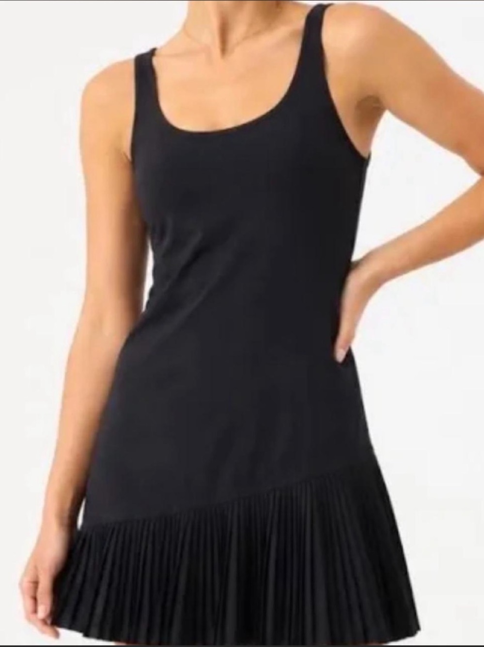 SPANX Yes Pleats Black Sleeveless Pleated-Hem Athletic Dress - Picture 2 of 4